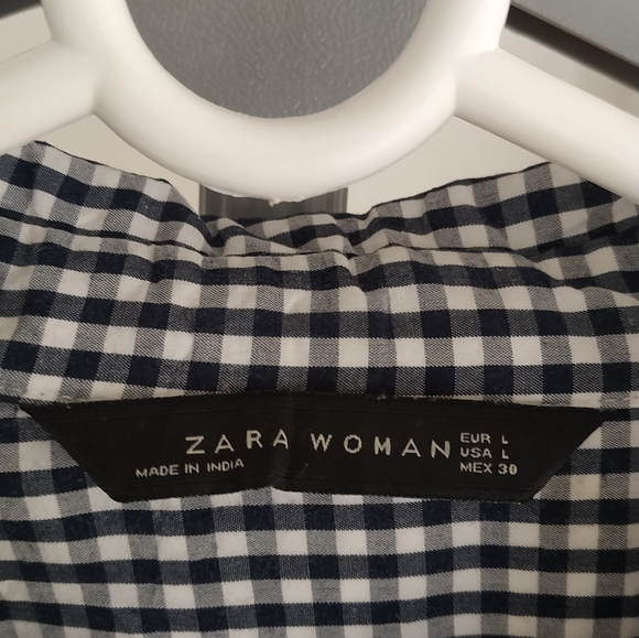 Zara Black & White Gingham Check Shirt With Embroidery - Picture 7 of 12